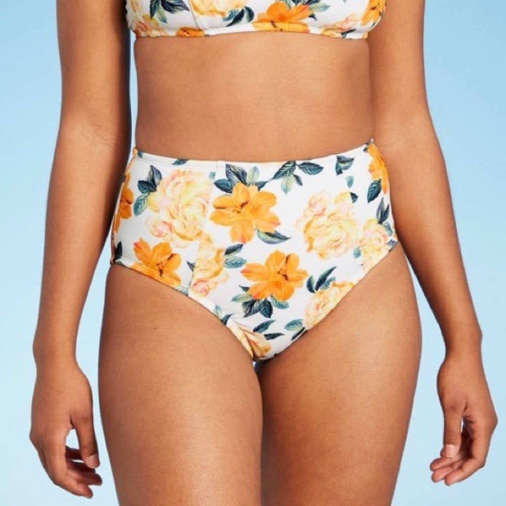 Orange floral bikini bottom